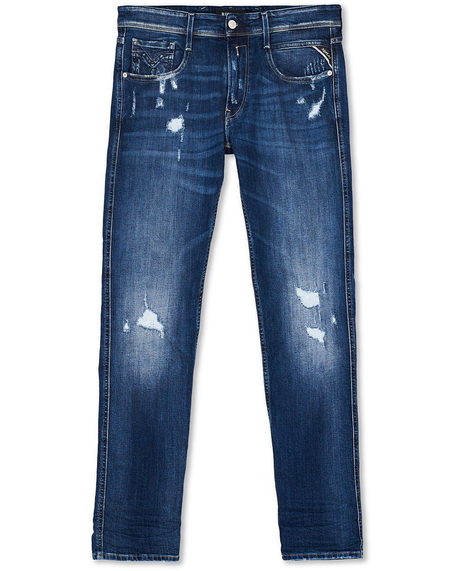 Herre | Jeans | Replay | Anbass Superstretch Destroyed Jeans Blue
