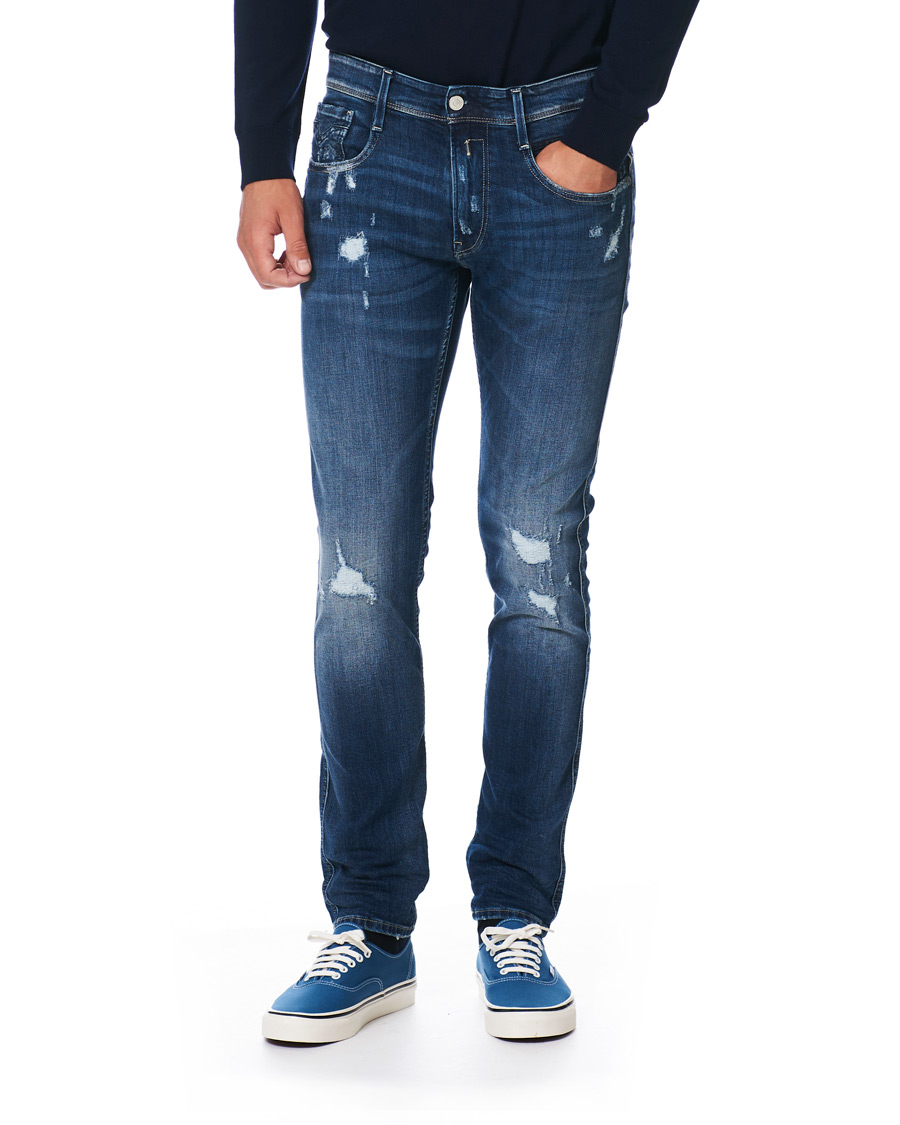Herre | Jeans | Replay | Anbass Superstretch Destroyed Jeans Blue