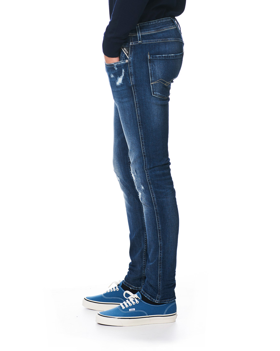 Herre | Jeans | Replay | Anbass Superstretch Destroyed Jeans Blue