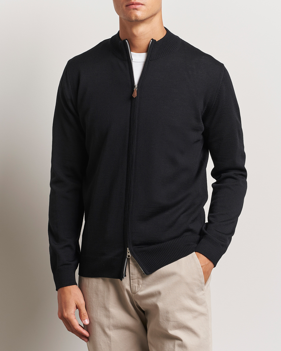 Herre | Trøjer | Stenströms | Merino Full Zip Black