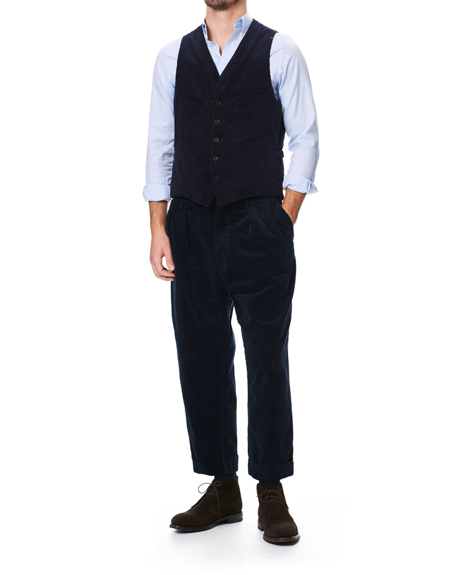 Herre | Jakker | BEAMS PLUS | Corduroy Vest Dark Blue