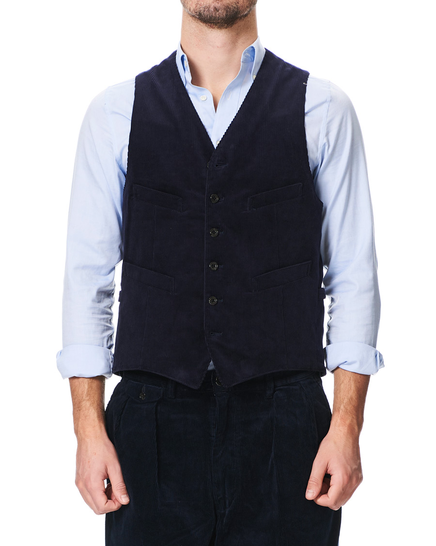 Herre | Jakker | BEAMS PLUS | Corduroy Vest Dark Blue