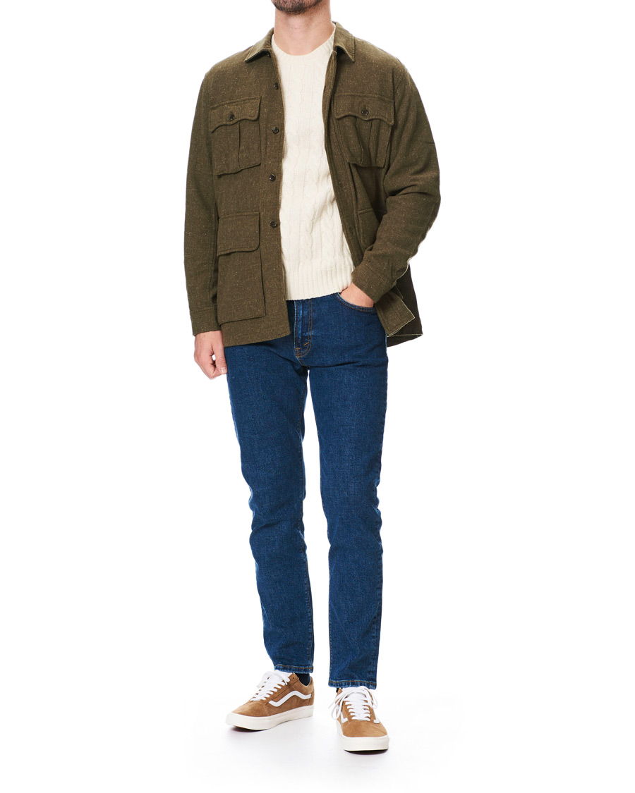 Herre | Trøjer | BEAMS PLUS | Crew Neck Cable Sweater White