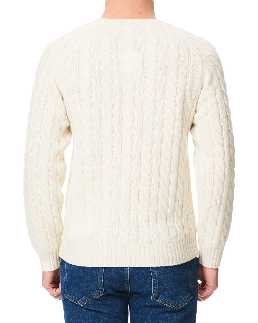 Herre | Trøjer | BEAMS PLUS | Crew Neck Cable Sweater White