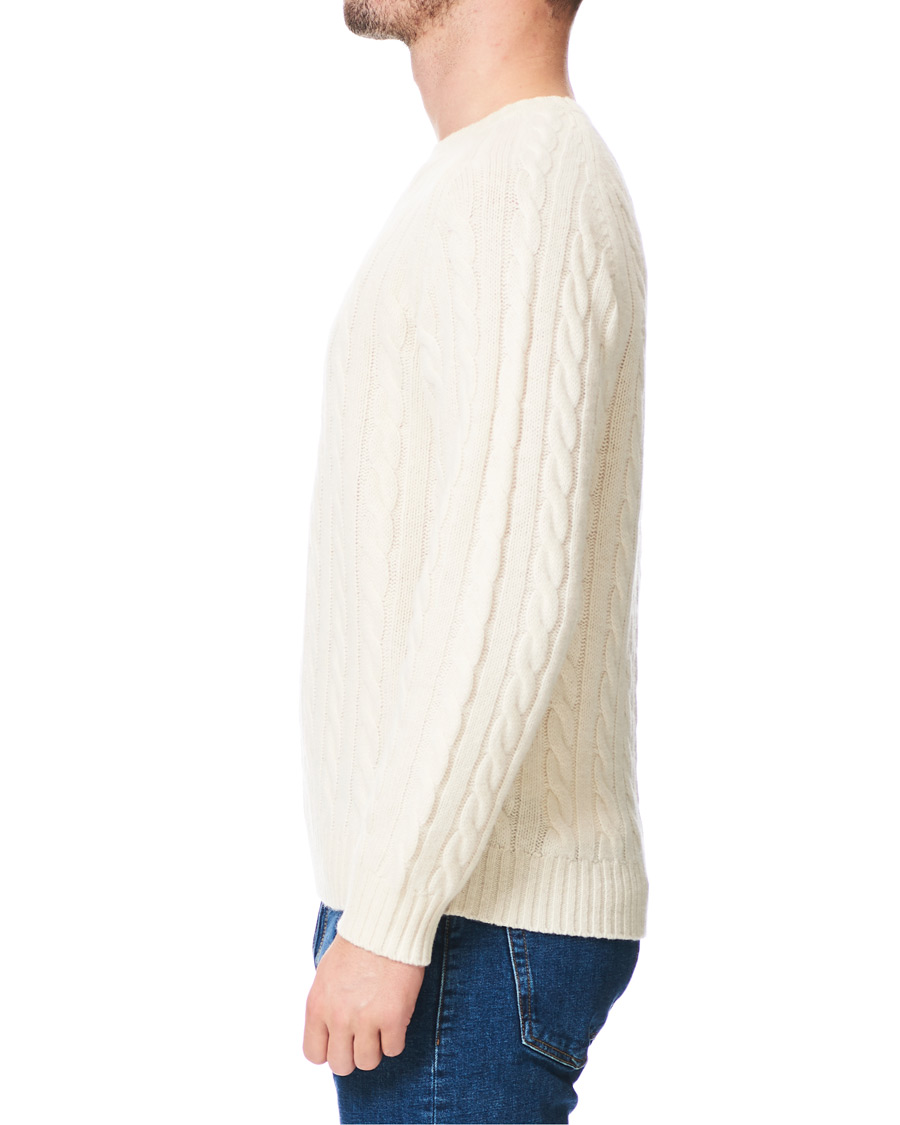 Herre | Trøjer | BEAMS PLUS | Crew Neck Cable Sweater White