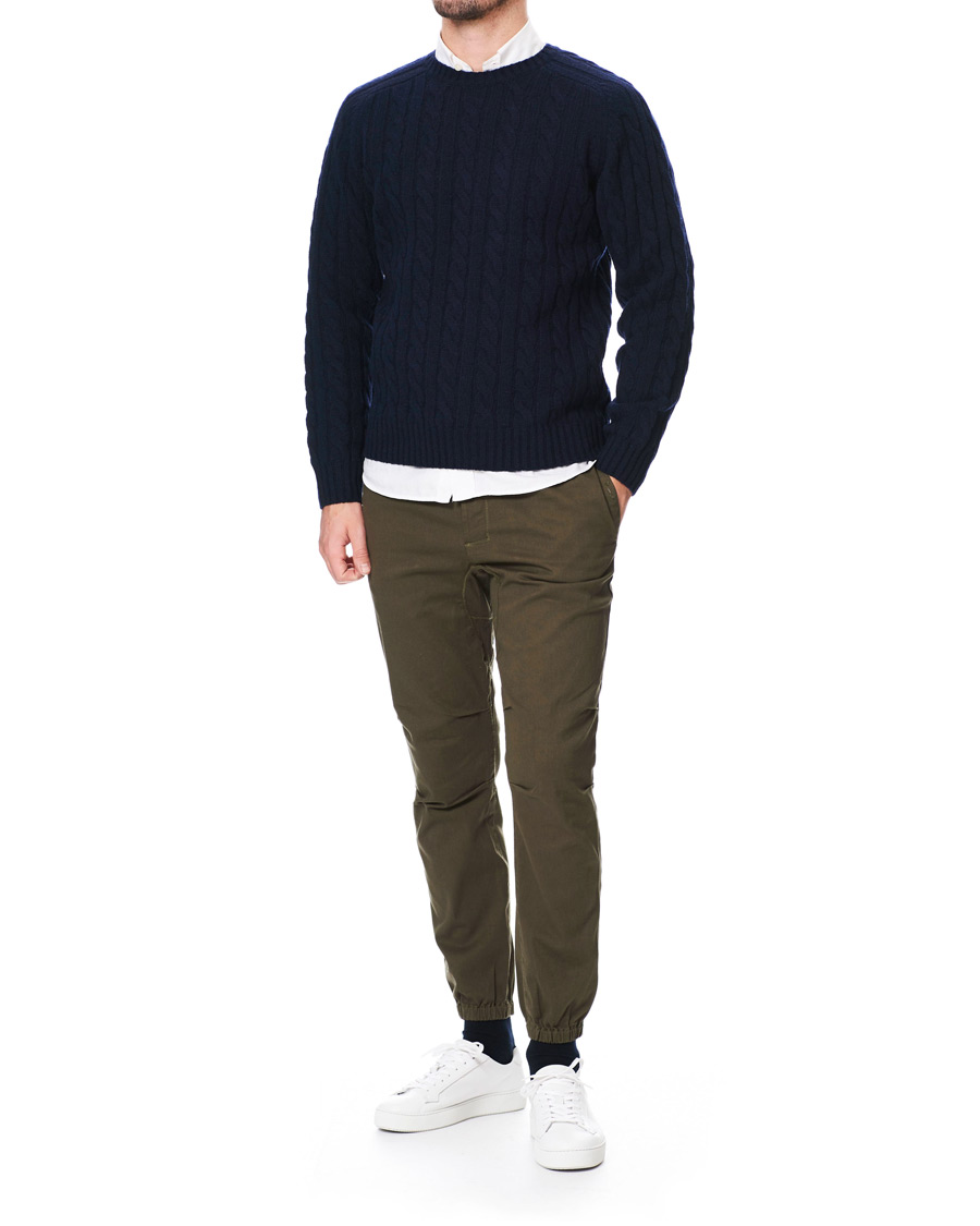 Herre | Trøjer | BEAMS PLUS | Crew Neck Cable Sweater Navy