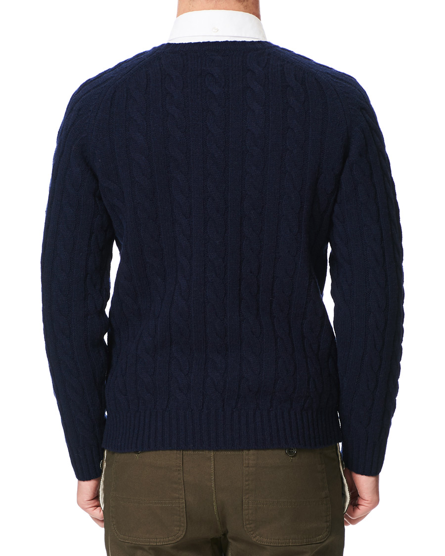 Herre | Trøjer | BEAMS PLUS | Crew Neck Cable Sweater Navy