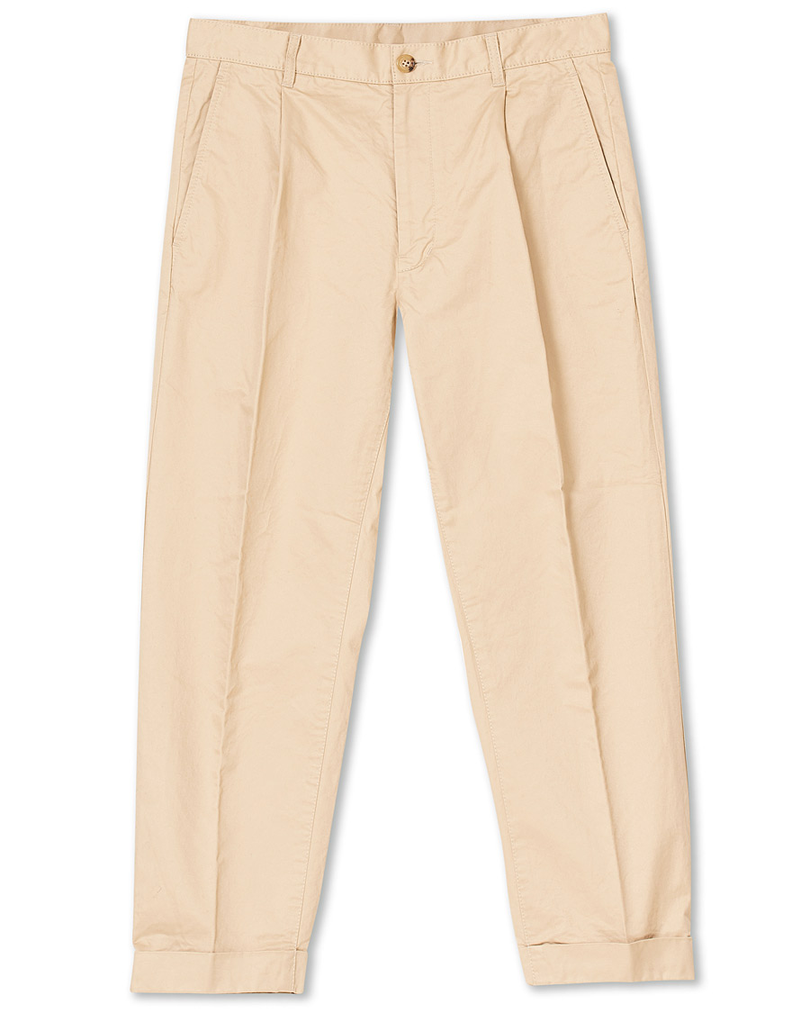 Herre | Bukser | BEAMS PLUS | Slim Fit Pleated Chinos Beige