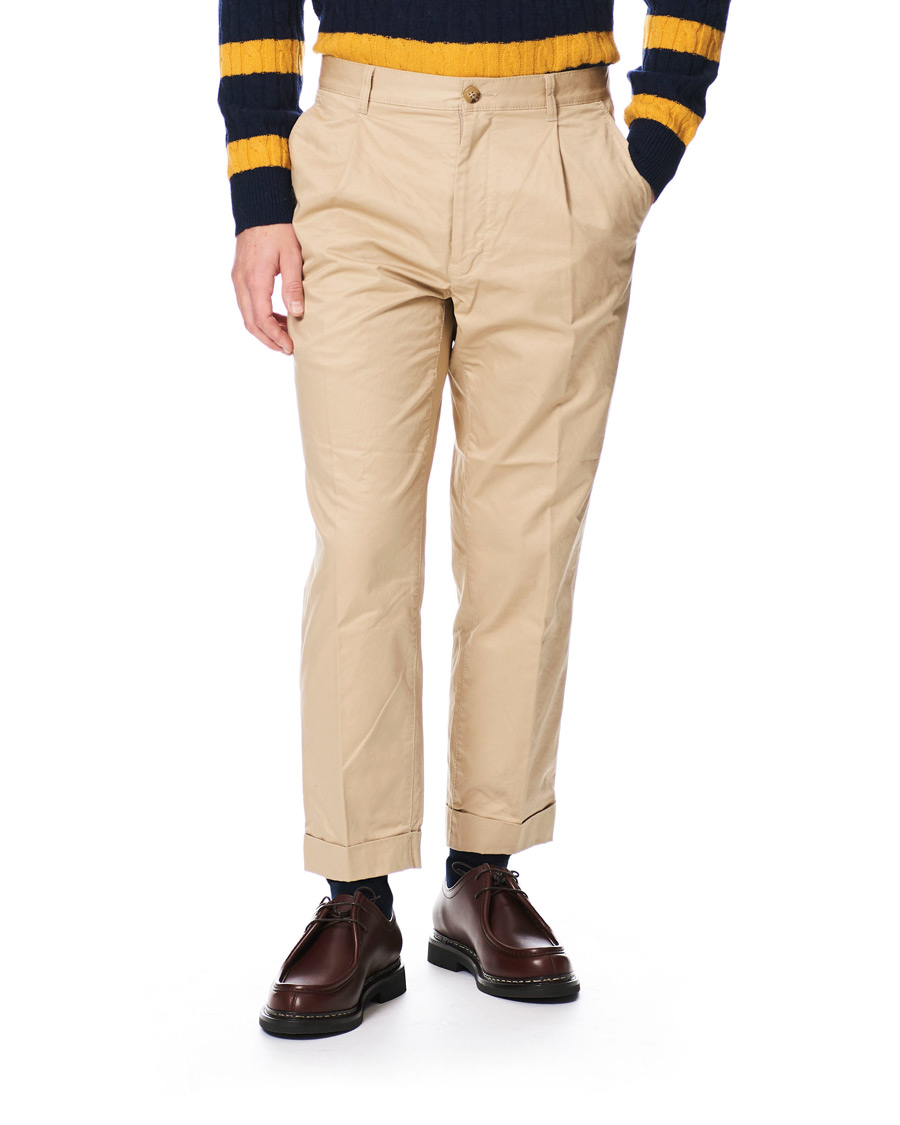 Herre | Bukser | BEAMS PLUS | Slim Fit Pleated Chinos Beige