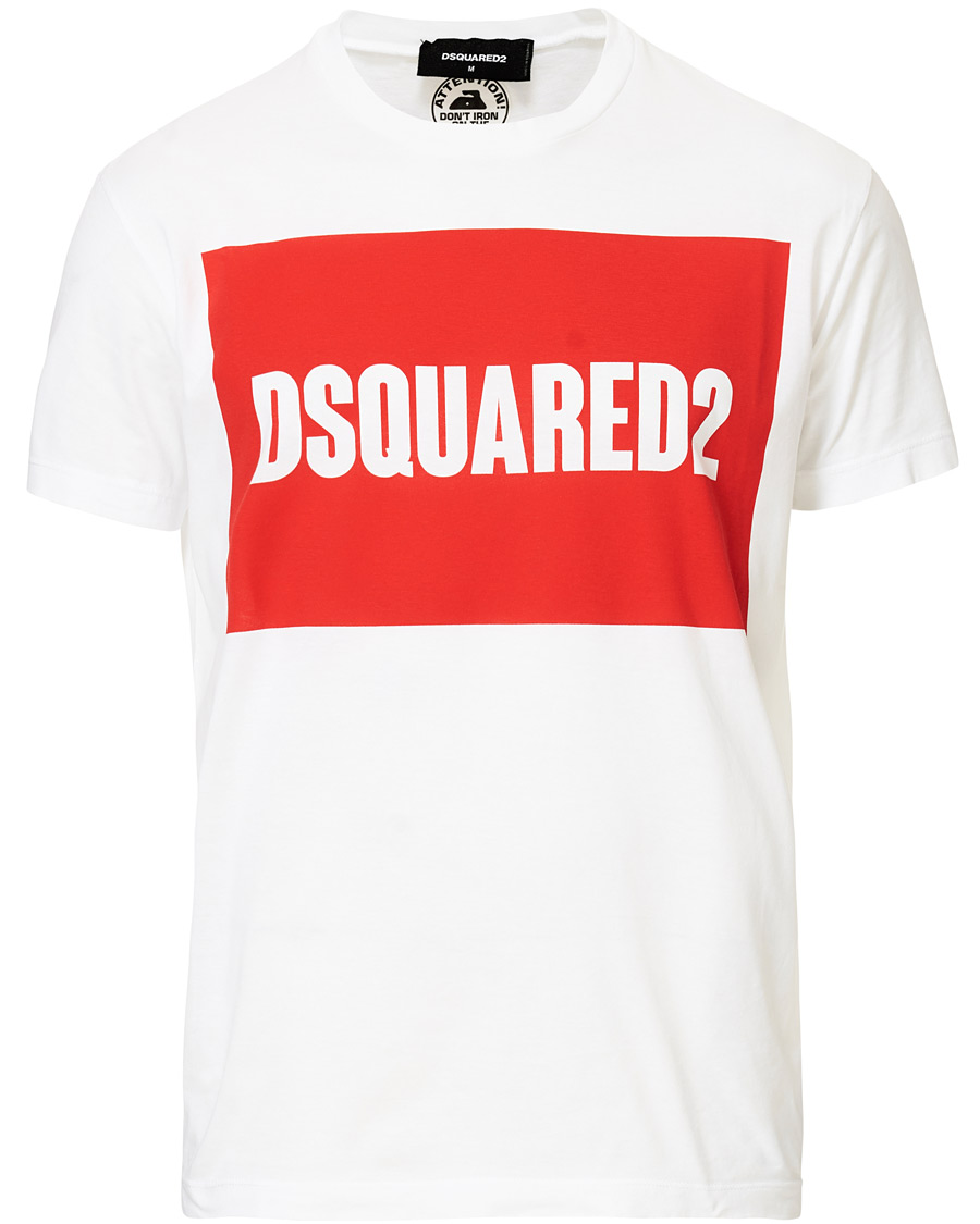 Herre | T-Shirts | Dsquared2 | Cool Fit Box Print Logo Crew Neck Tee White