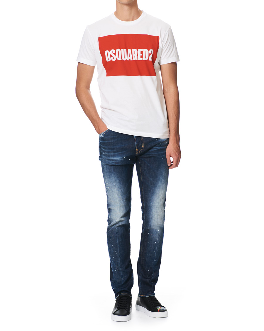 Herre | T-Shirts | Dsquared2 | Cool Fit Box Print Logo Crew Neck Tee White