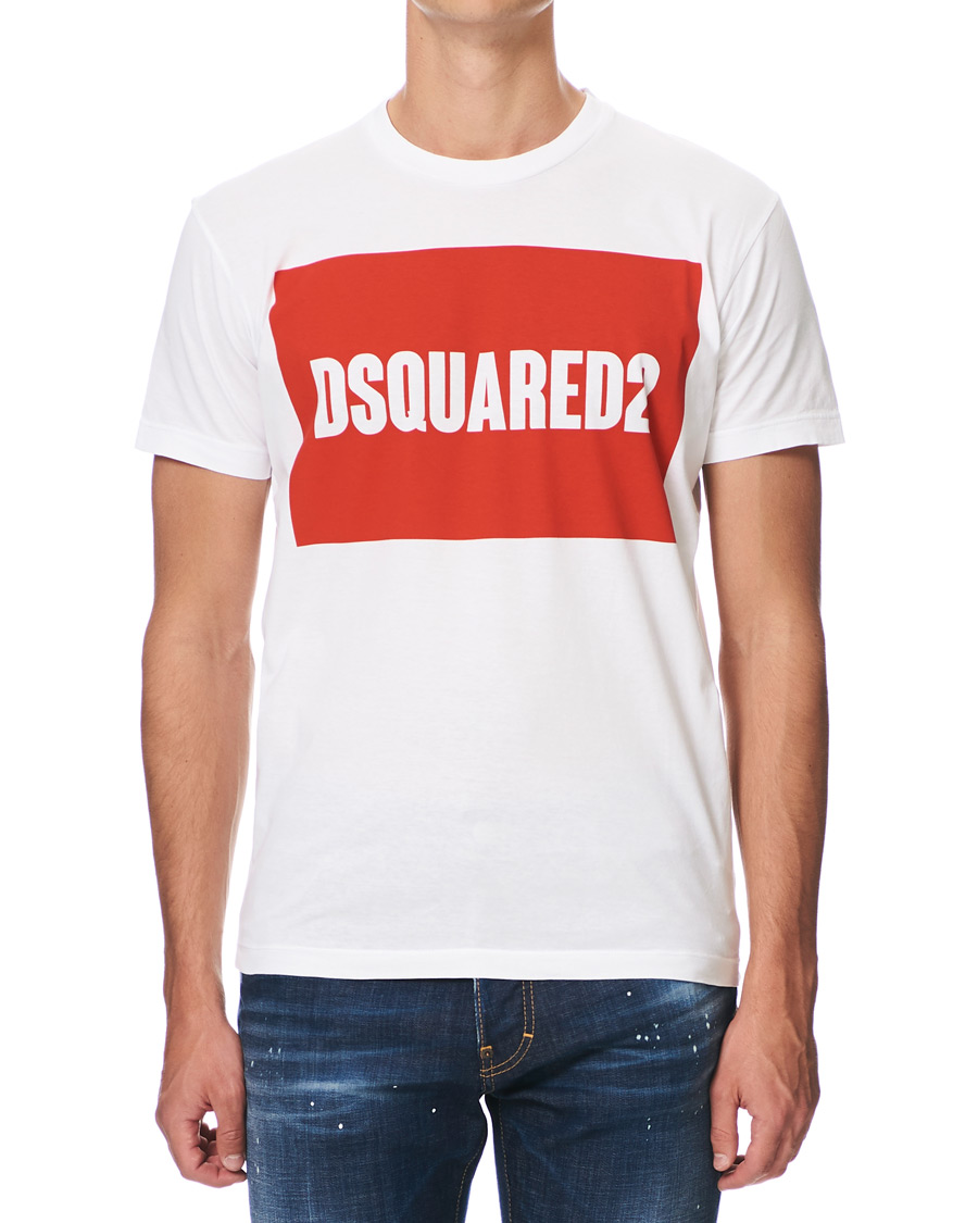 Herre | T-Shirts | Dsquared2 | Cool Fit Box Print Logo Crew Neck Tee White