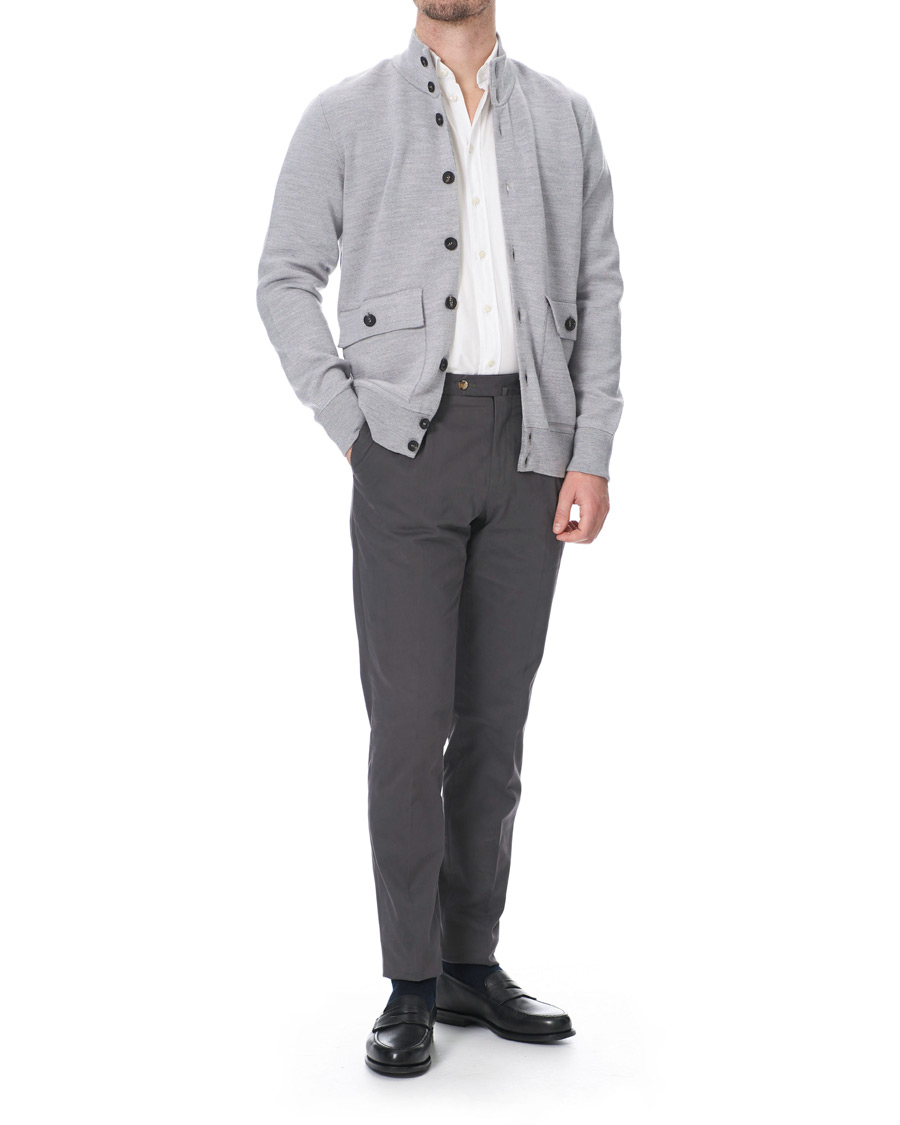 Herre | Trøjer | 14 Savile Row | Silk/Cashmere/Wool Cardigan Pale Grey