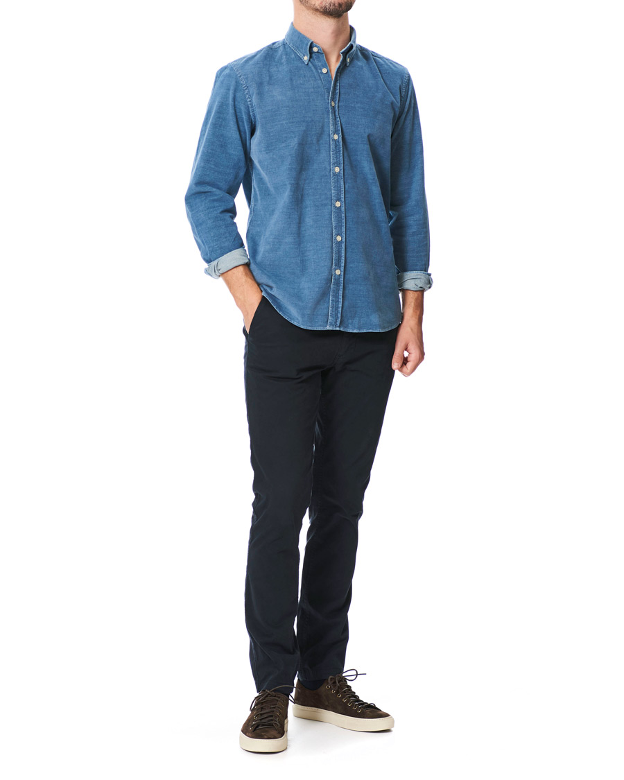 Herre | Skjorter | Hackett | Indigo Baby Cord Shirt Indigo