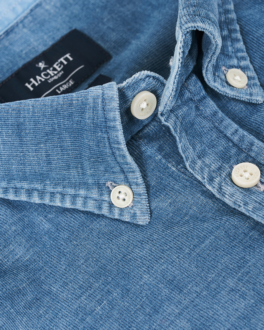 Herre | Skjorter | Hackett | Indigo Baby Cord Shirt Indigo