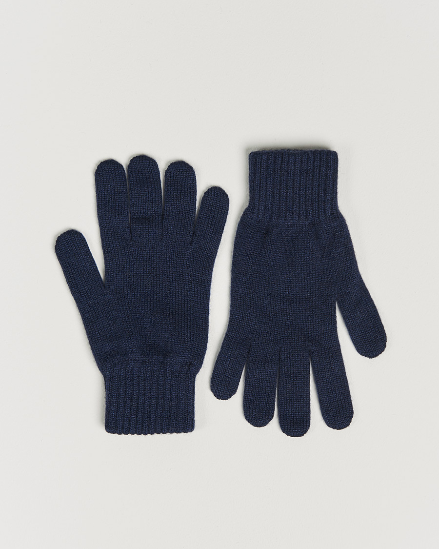 Herre | Johnstons of Elgin Knitted Cashmere Gloves Navy | Johnstons of Elgin | Knitted Cashmere Gloves Navy
