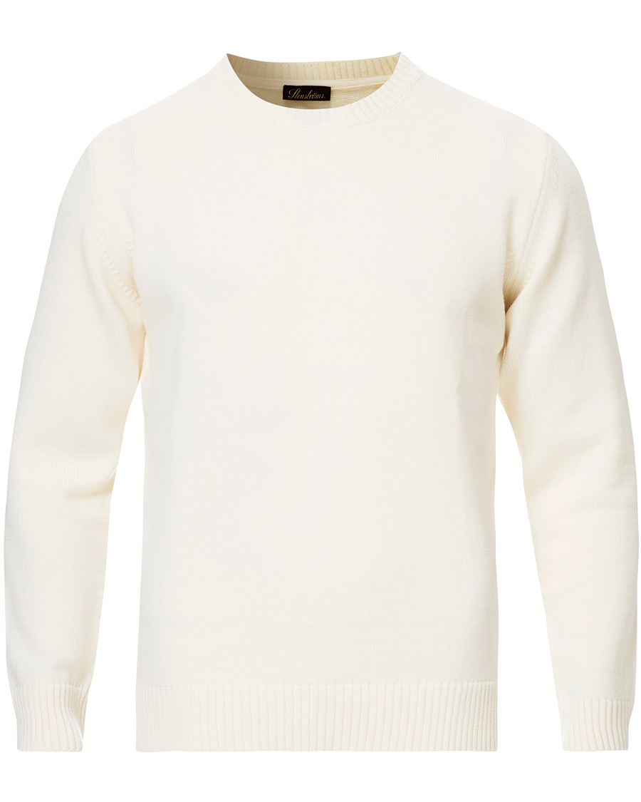 Herre | Trøjer | Stenströms | Heavy Knitted Merino Crew Neck Cream