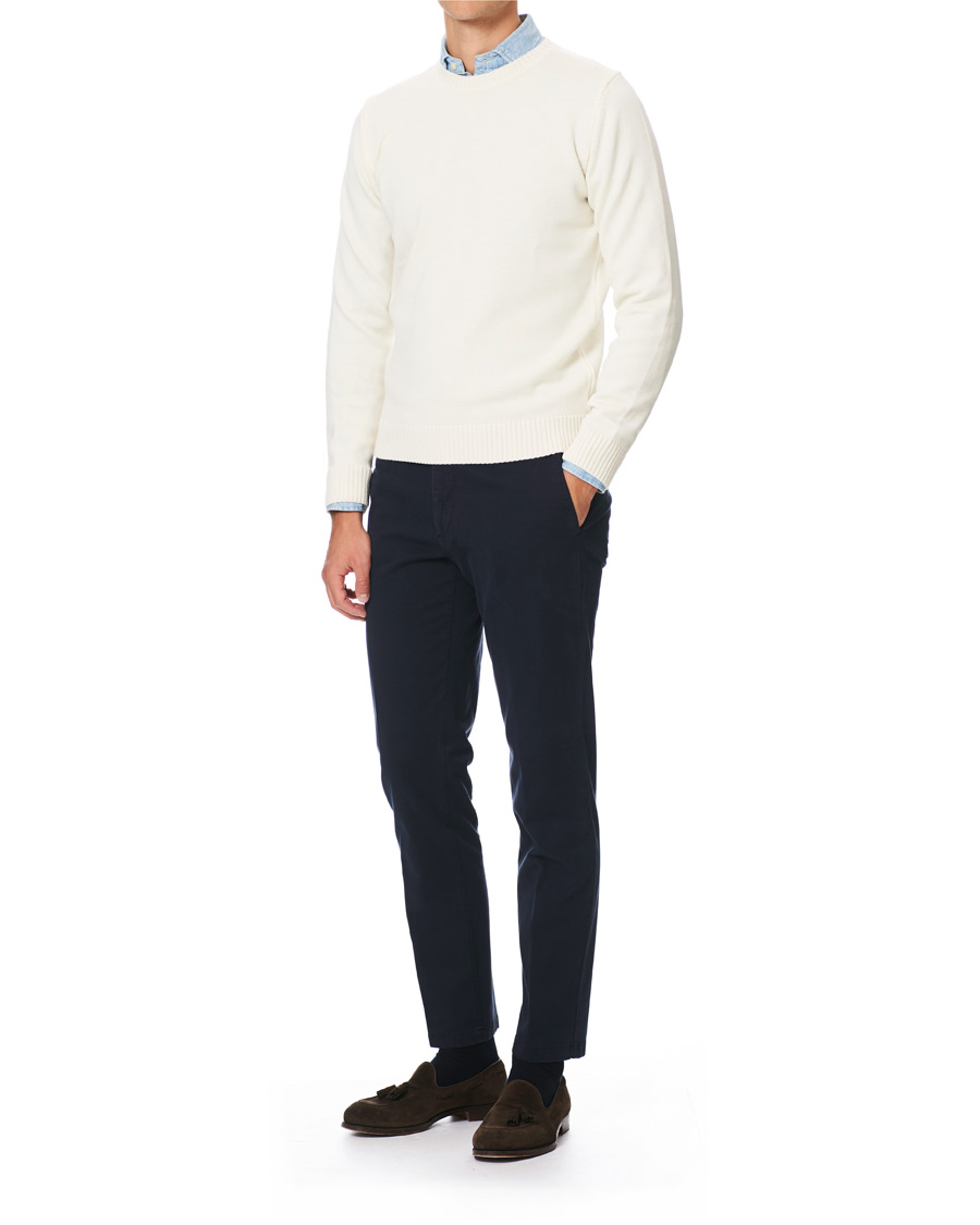Herre | Trøjer | Stenströms | Heavy Knitted Merino Crew Neck Cream