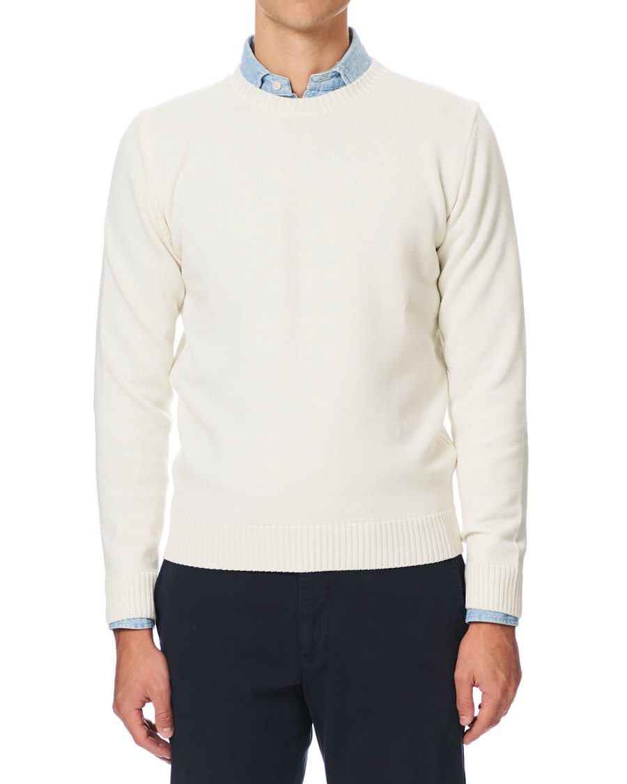 Herre | Trøjer | Stenströms | Heavy Knitted Merino Crew Neck Cream