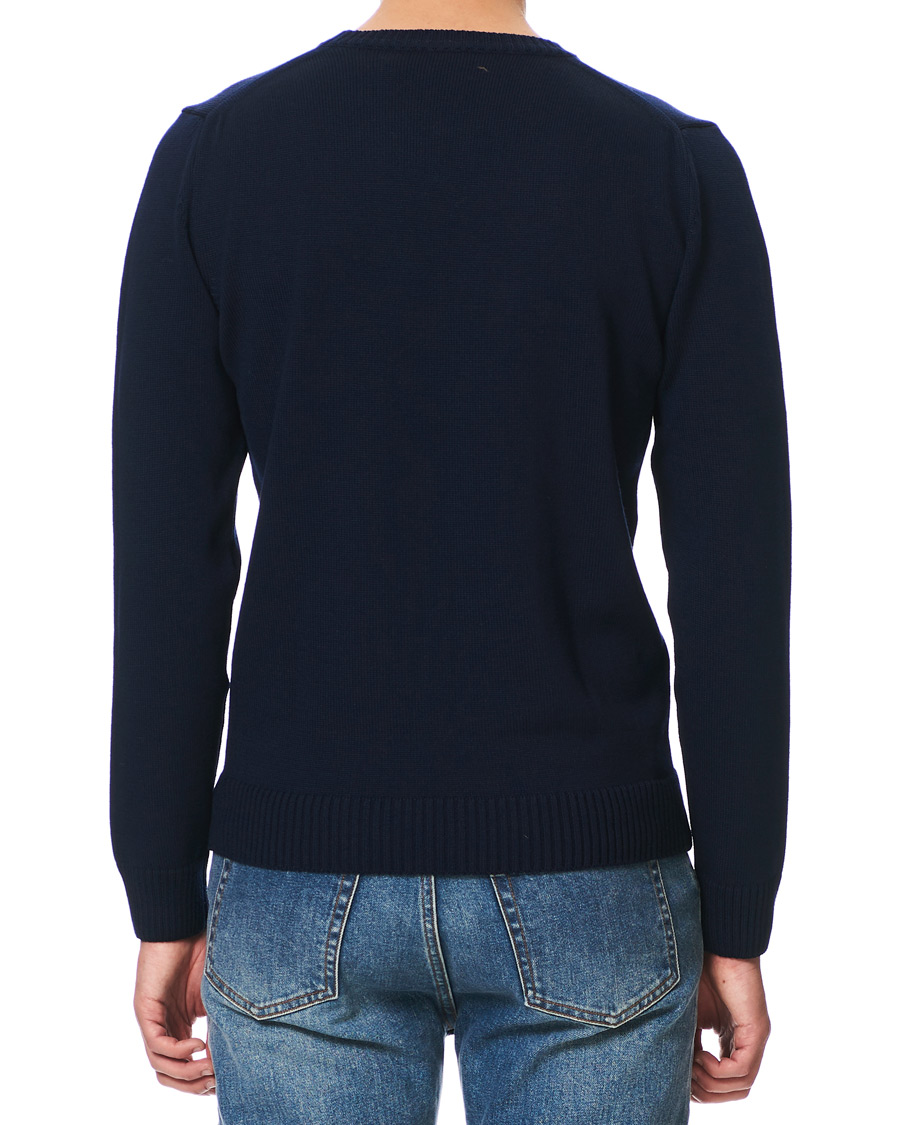 Herre | Trøjer | Stenströms | Heavy Knitted Merino Crew Neck Navy