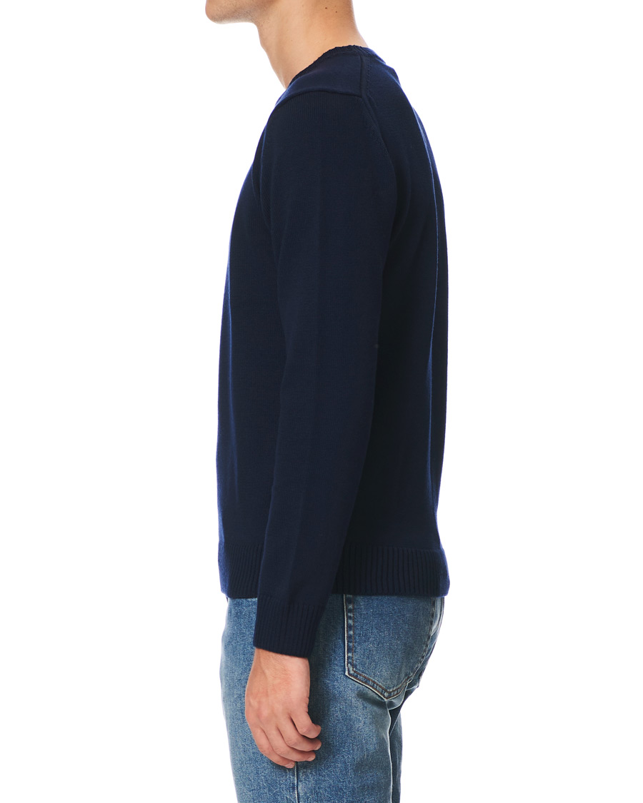 Herre | Trøjer | Stenströms | Heavy Knitted Merino Crew Neck Navy