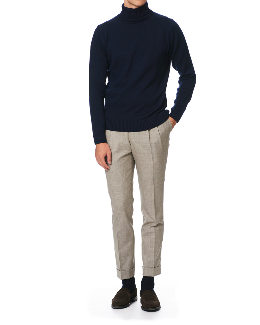Herre | Trøjer | Stenströms | Heavy Knitted Merino Rollneck Navy