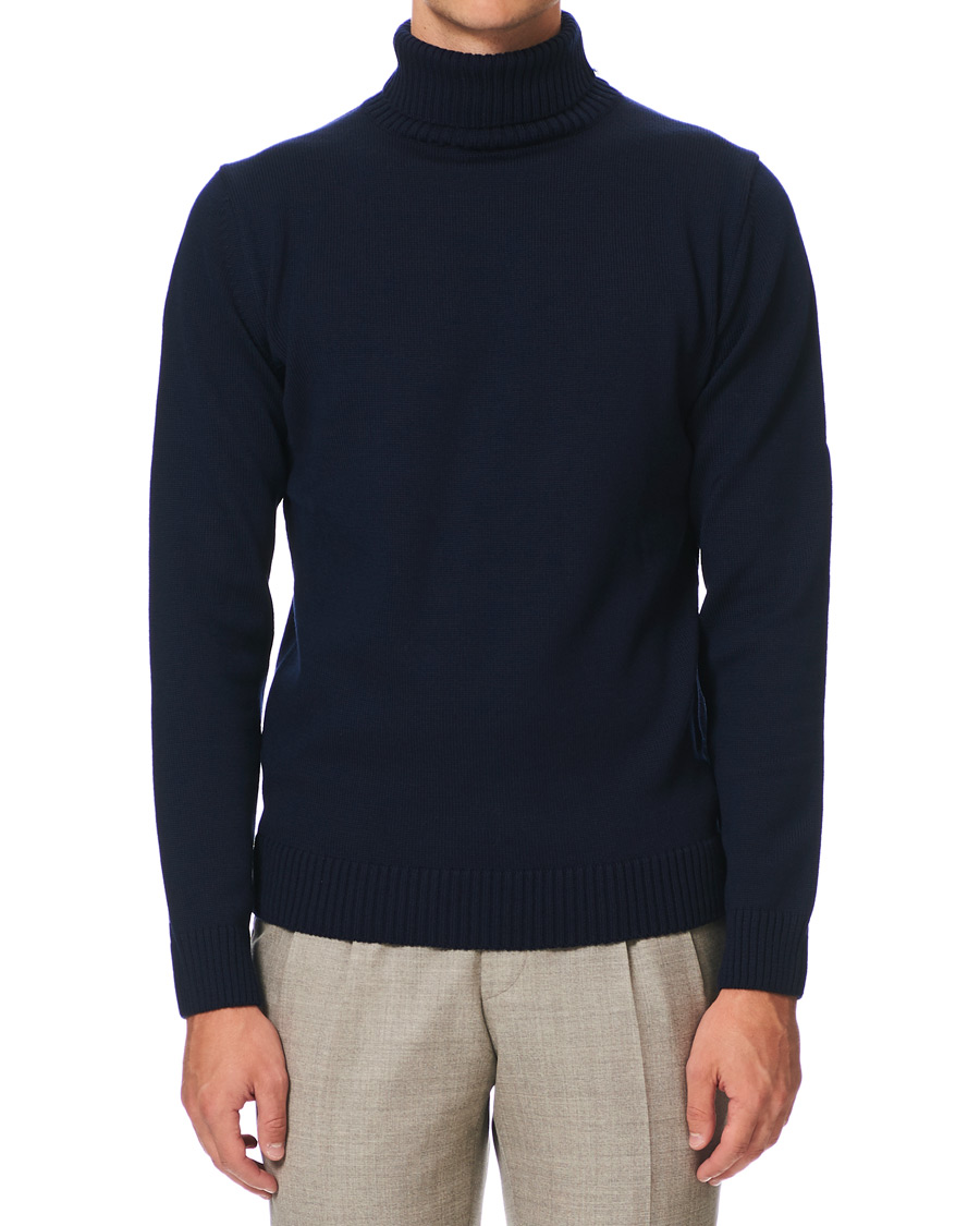 Herre | Trøjer | Stenströms | Heavy Knitted Merino Rollneck Navy