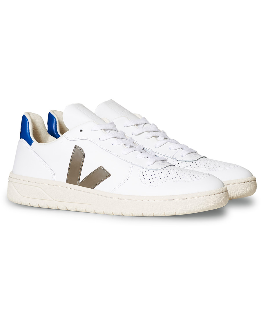 Herre | Veja V-10 Leather Sneaker Extra White/Kaki Indigo | Veja | V-10 Leather Sneaker Extra White/Kaki Indigo