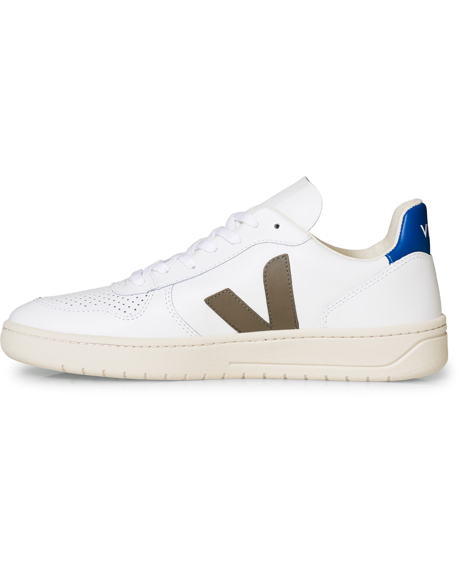 Herre | Veja V-10 Leather Sneaker Extra White/Kaki Indigo | Veja | V-10 Leather Sneaker Extra White/Kaki Indigo