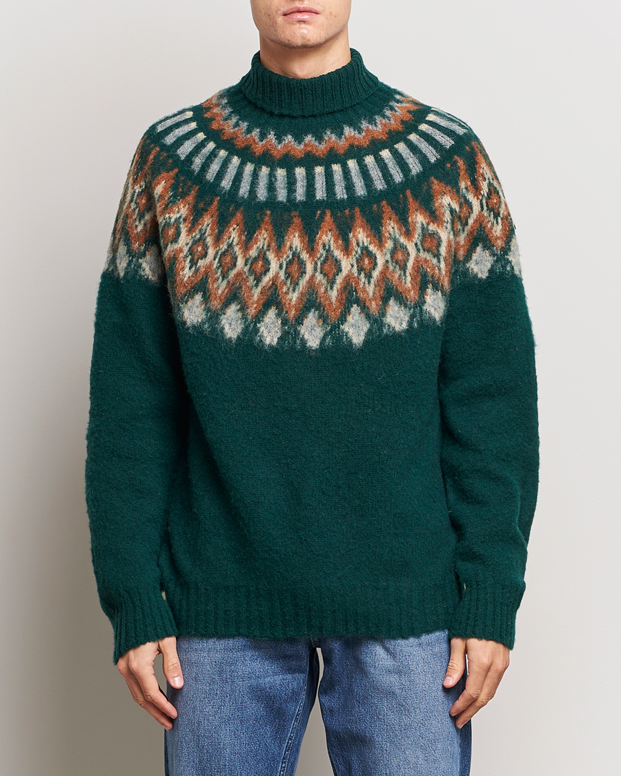 Herre | Trøjer | Howlin' | Brushed Wool Fair Isle Roll Neck Forest
