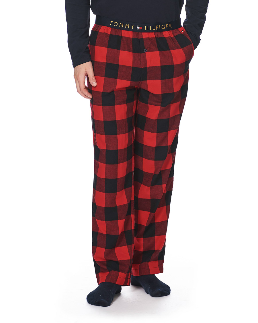 Tommy Hilfiger Long Flannel Pyjama Set Navy/Red - CareOfCarl.dk