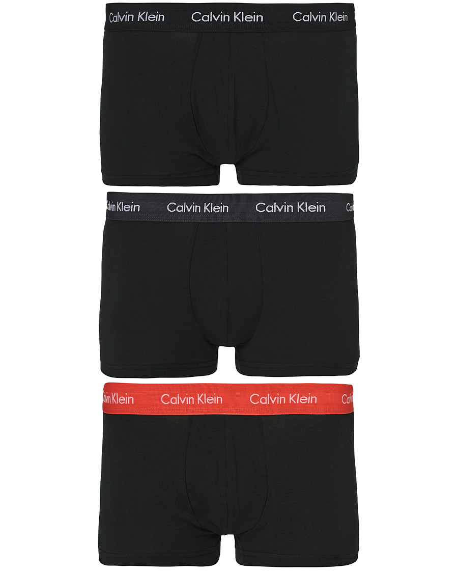 Herre | Undertøj | Calvin Klein | Cotton Stretch 3-Pack Low Rise Trunk Black/Coral/Grey
