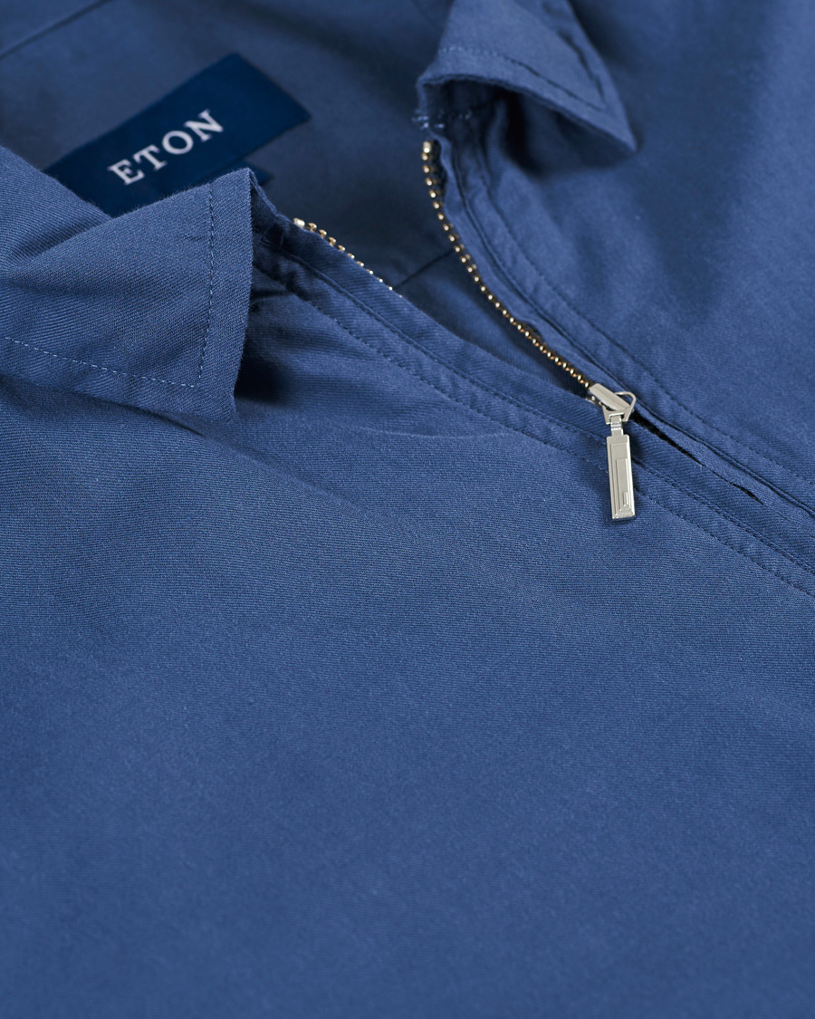 Herre | Skjorter | Eton | Slim Fit Cotton Half Zip Shirt Blue