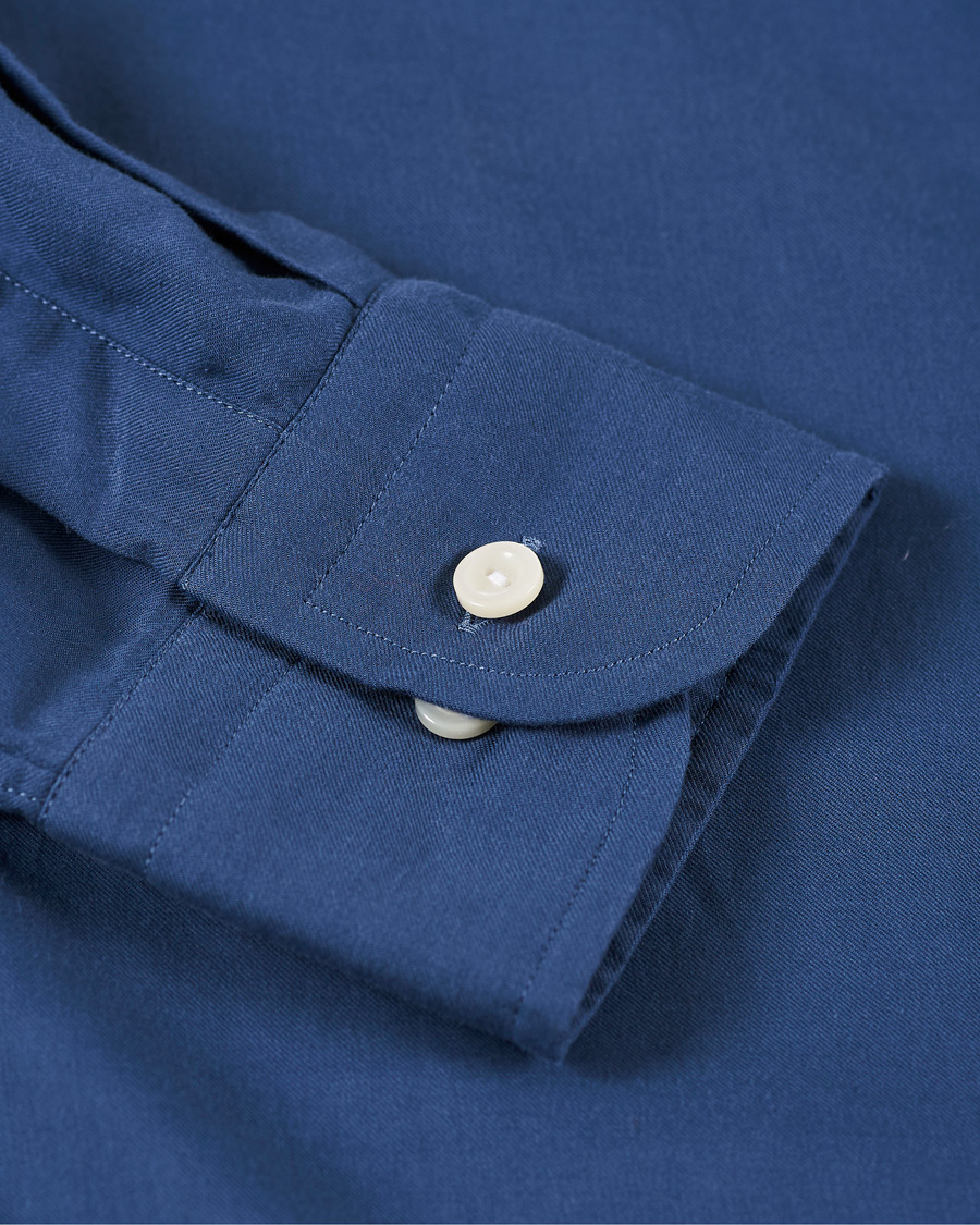 Herre | Skjorter | Eton | Slim Fit Cotton Half Zip Shirt Blue