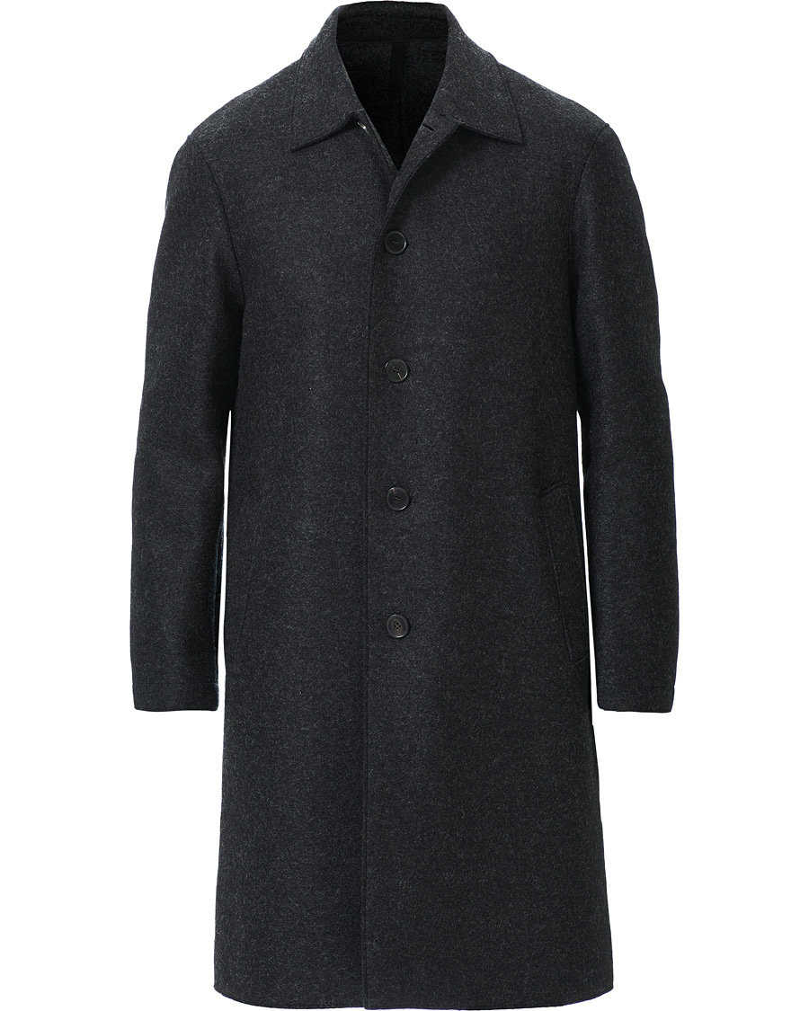 Herre | Jakker | Harris Wharf London | Pressed Wool Mac Coat Anthracite