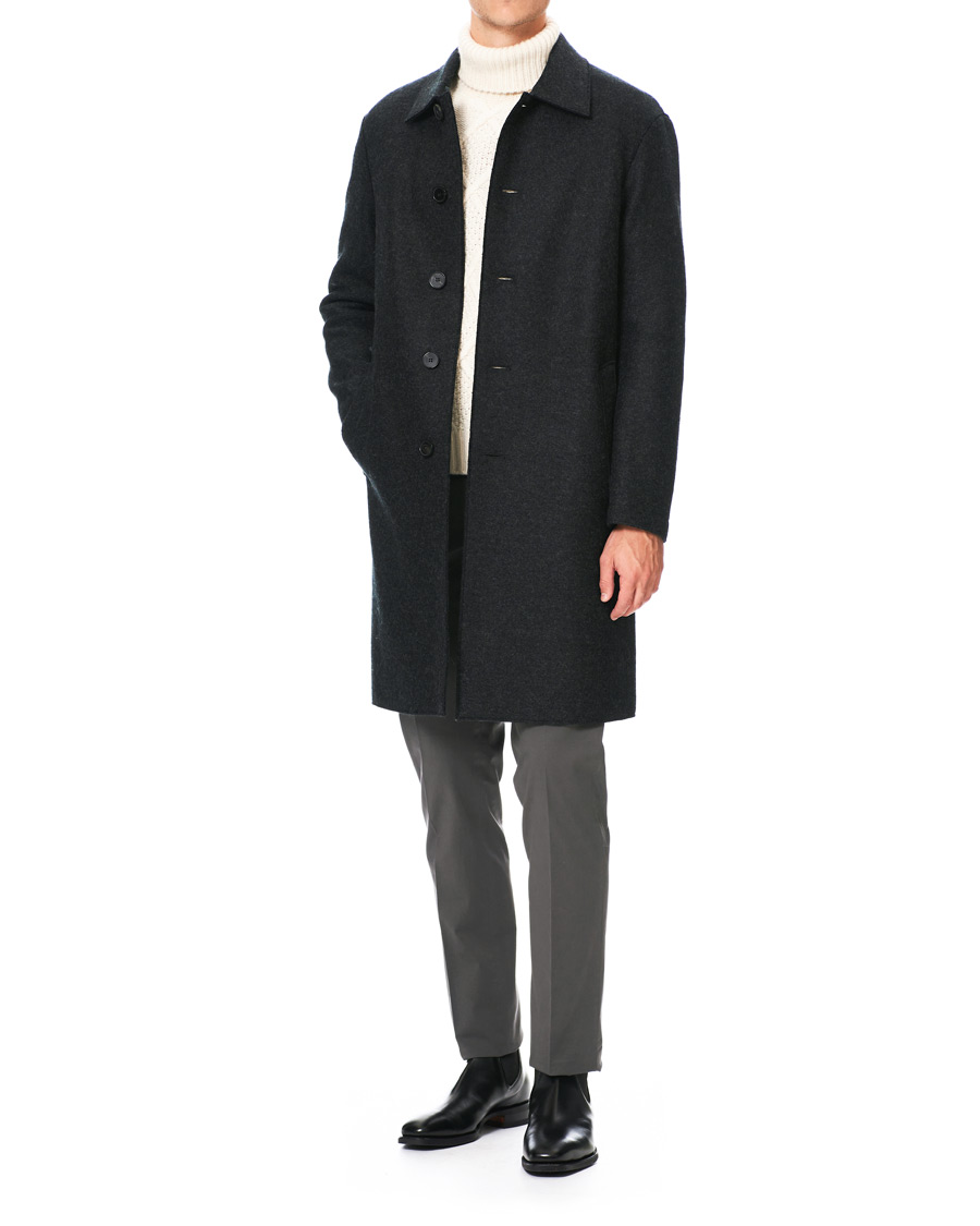 Herre | Jakker | Harris Wharf London | Pressed Wool Mac Coat Anthracite