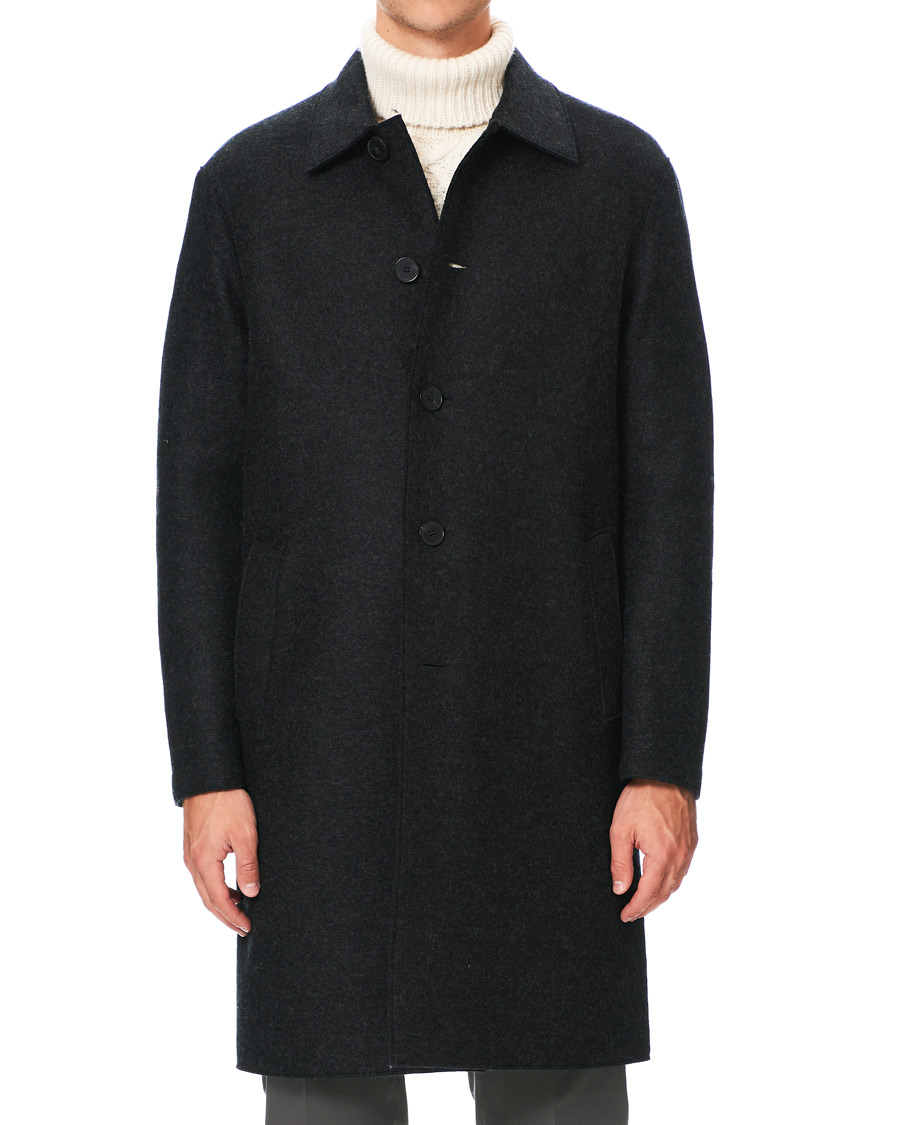 Herre | Jakker | Harris Wharf London | Pressed Wool Mac Coat Anthracite