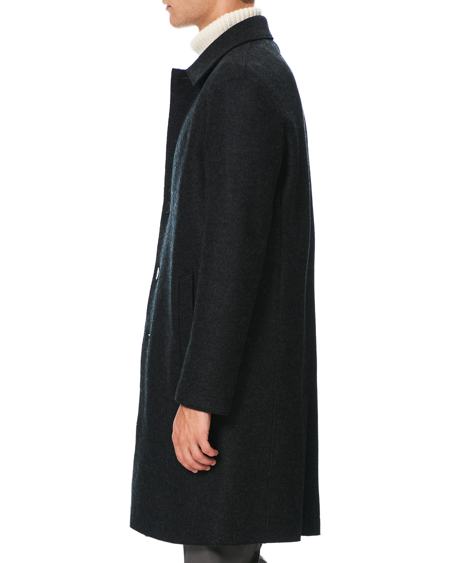 Herre | Jakker | Harris Wharf London | Pressed Wool Mac Coat Anthracite
