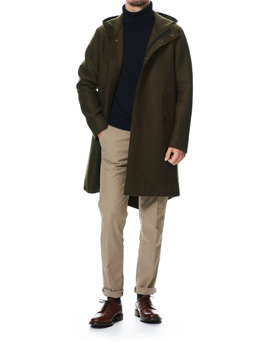 Herre | Jakker | Harris Wharf London | Pressed Wool Fishtail Parka Moss Green
