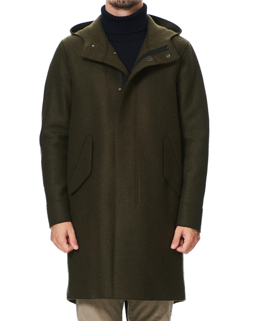 Herre | Jakker | Harris Wharf London | Pressed Wool Fishtail Parka Moss Green