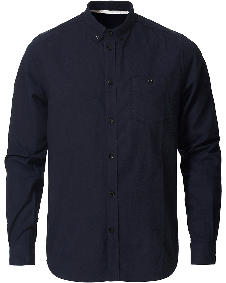 Herre | Skjorter | Norse Projects | Anton Brushed Flannel Shirt Dark Navy