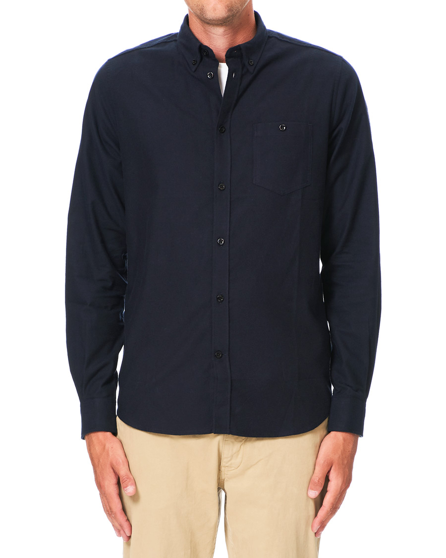 Herre | Skjorter | Norse Projects | Anton Brushed Flannel Shirt Dark Navy