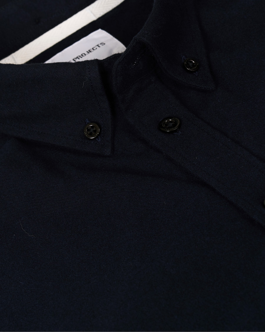 Herre | Skjorter | Norse Projects | Anton Brushed Flannel Shirt Dark Navy