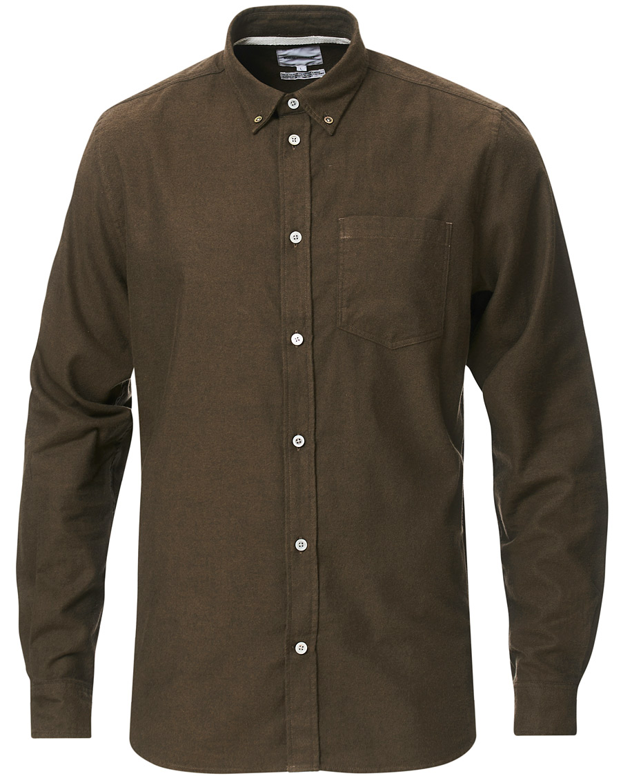Herre | Skjorter | Norse Projects | Anton Brushed Flannel Shirt Dark Green