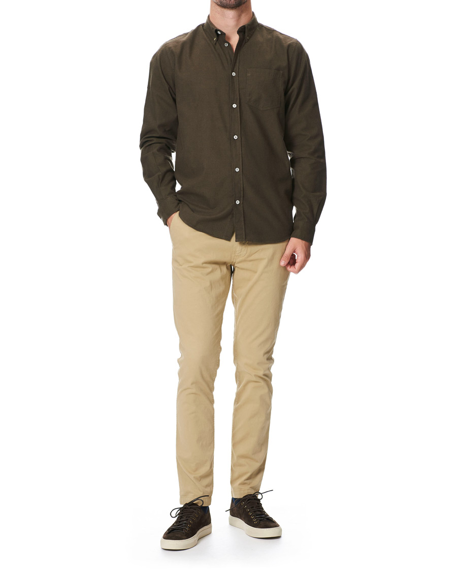 Herre | Skjorter | Norse Projects | Anton Brushed Flannel Shirt Dark Green
