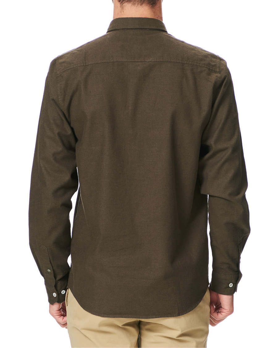Herre | Skjorter | Norse Projects | Anton Brushed Flannel Shirt Dark Green