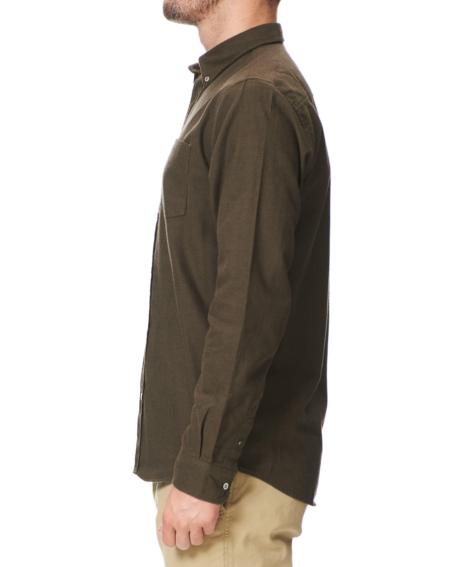 Herre | Skjorter | Norse Projects | Anton Brushed Flannel Shirt Dark Green
