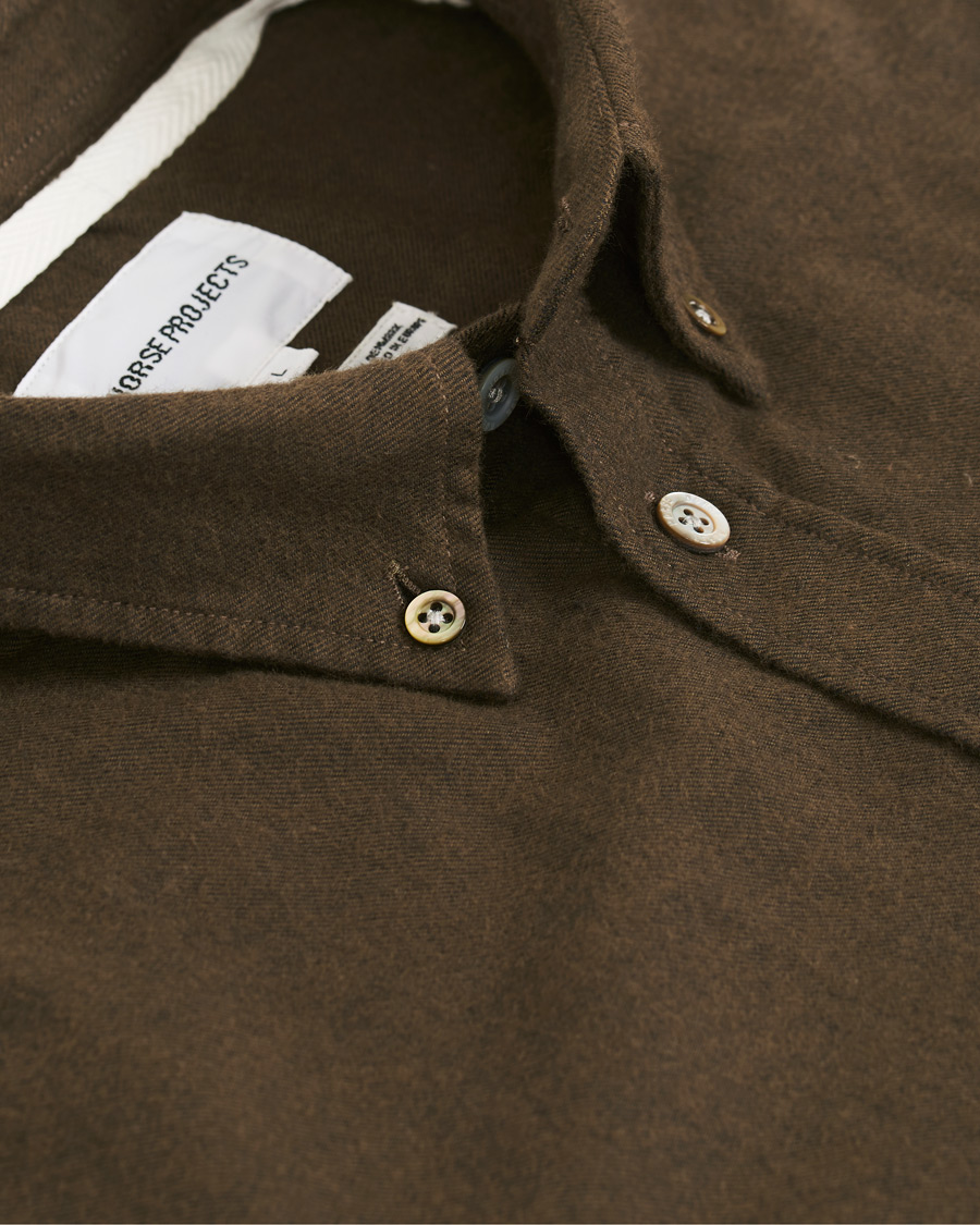 Herre | Skjorter | Norse Projects | Anton Brushed Flannel Shirt Dark Green