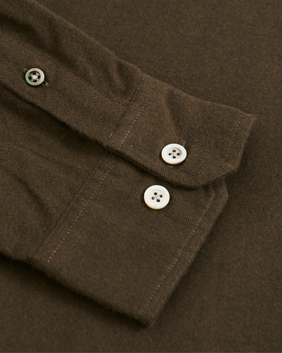 Herre | Skjorter | Norse Projects | Anton Brushed Flannel Shirt Dark Green