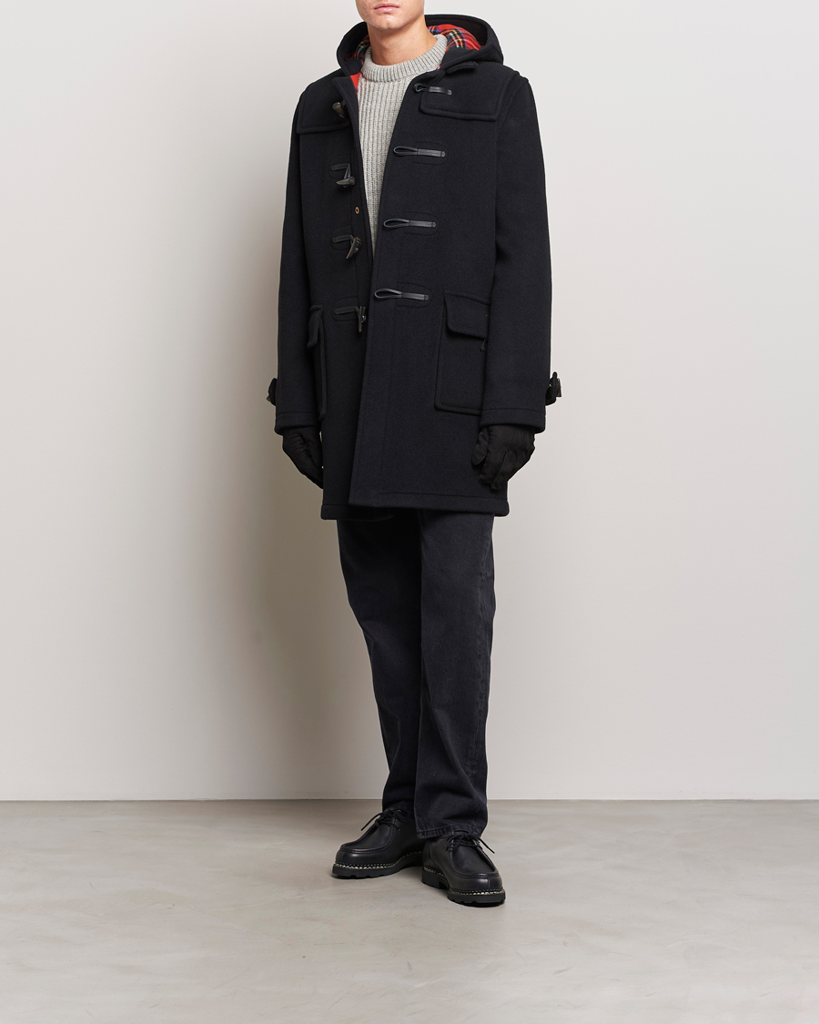 Herre | Duffle coats | Gloverall | Morris Duffle Coat Black/Royal Stewart